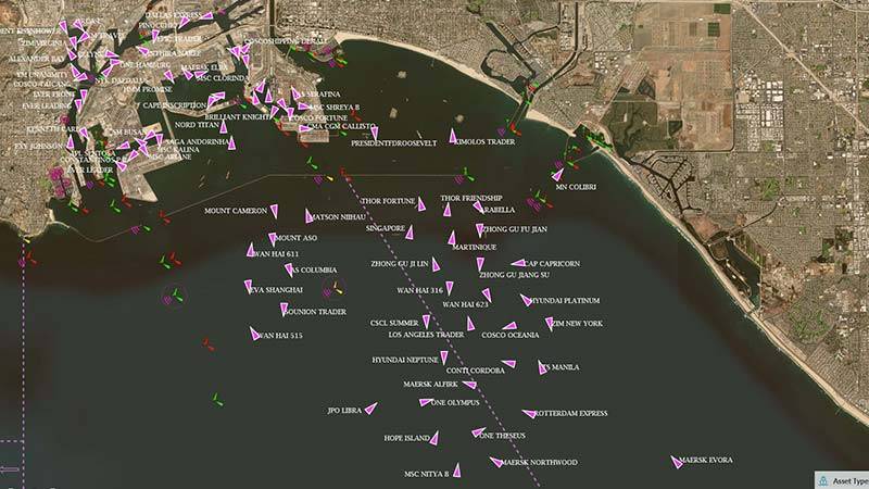 Skytek monitoring of vessels during the oil spill off Newport Beach, California