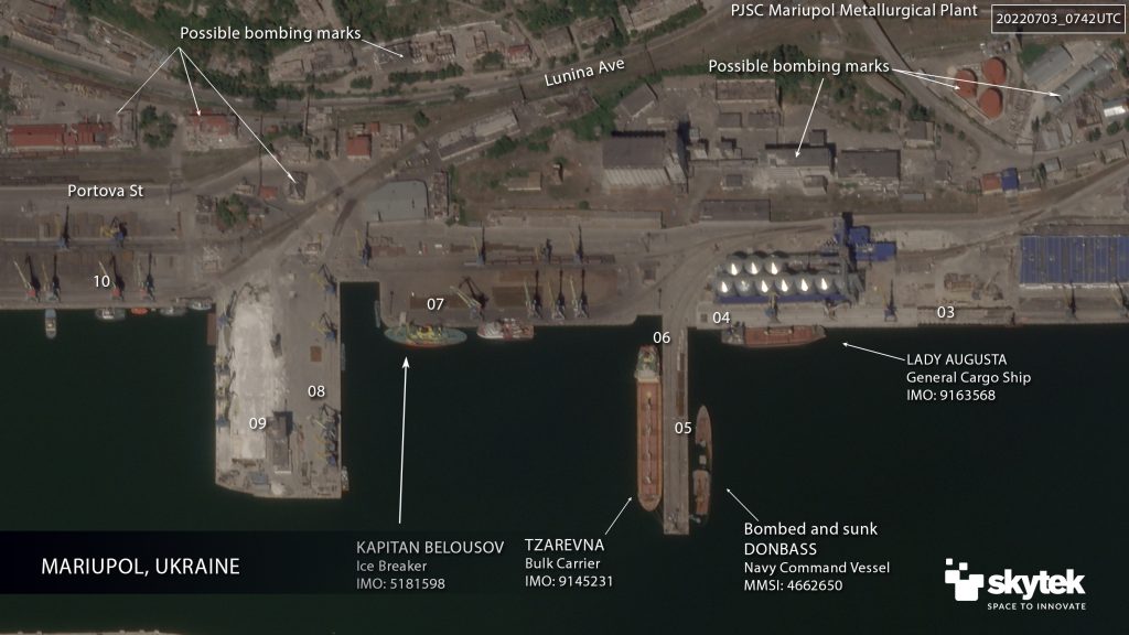 Mariupol port on July 03rd, 2022, jetty detail